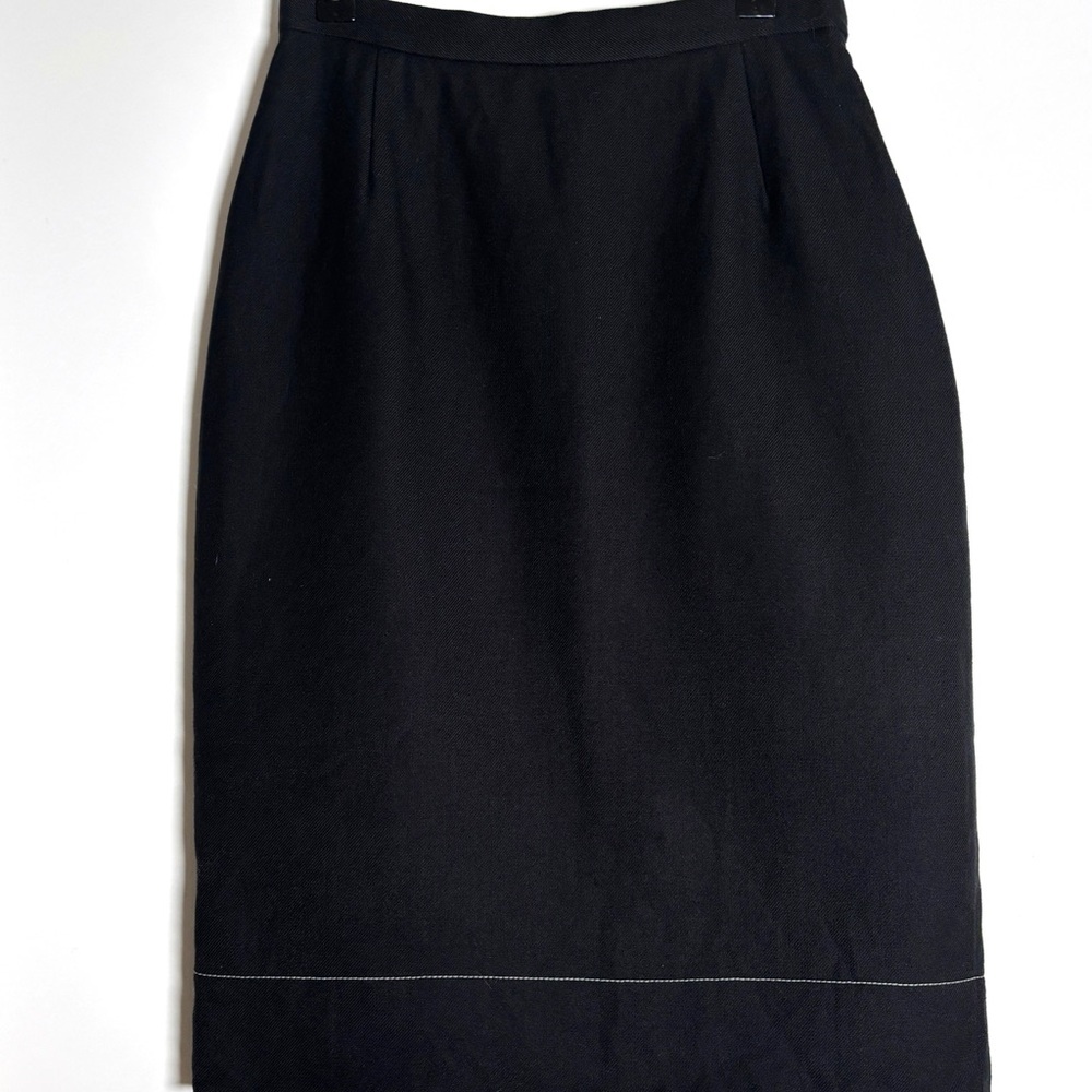Prada Black Wool Pencil Skirt – Italian Designer Minimalist, Vintage